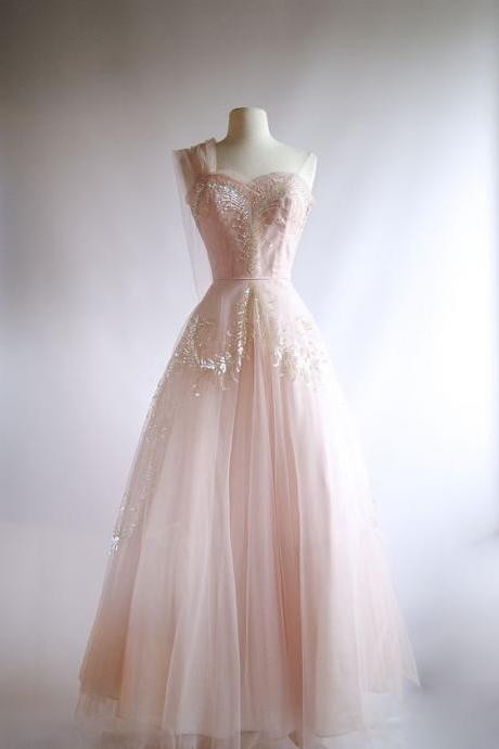 Tulle One Shoulder Long Prom Dress , Evening Dress , Ball Gown , Strapless Formal Dress.p74