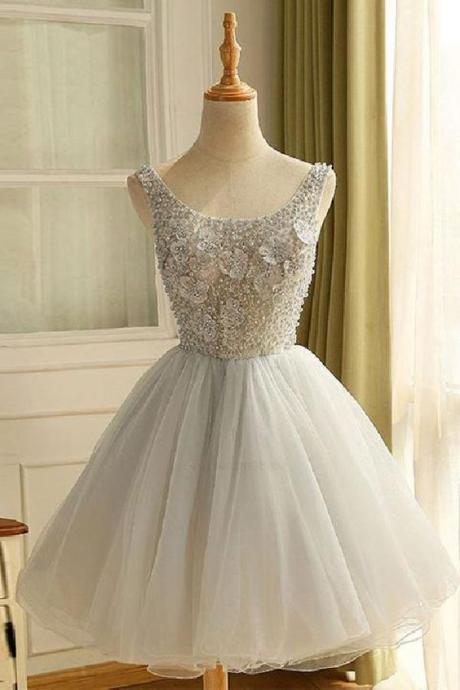 Cute Tulle Short Prom Dress,simple Sleeveless Homecoming Dress.mn81