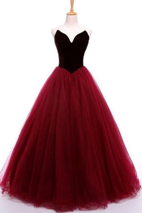 Off The Shoulder Velvet Long Tulle Prom Dress, A-line Formal Prom Dress,strapless Bridesmaid Dress.wb150