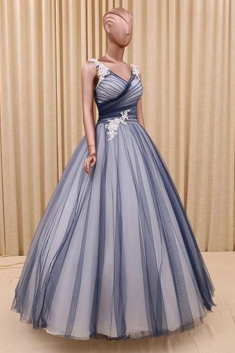 Princess Tulle Ball Gown Formal Evening Dress,charming Sleeveless Appliques Formal Evening Dress.f171