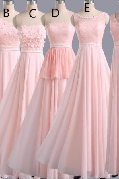 Simple Chiffon Bridesmaid Dress,floor Length Bridesmaid Dress ,pink Bridesmaid Dress,charming Bridesmaid Dress.wb198