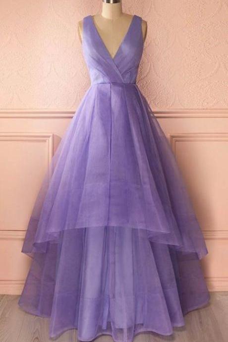 Princess V-neck Organza Homecoming Dresses With Ruffle,charming Sleeveless Floor-length Formal Evening Dresses.ph217