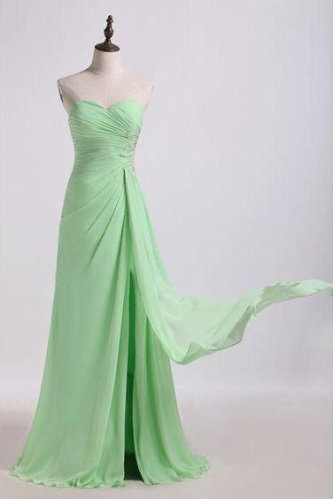 Charming Off-the-shoulder Chiffon Prom Dresses,chic A-line Sleeveless Floor Length Prom Dresses.p280