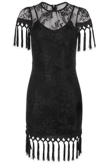 Classical Black Short Homecoming Dresses,unique Tassels Lace Homecoming Dresses.ph1533