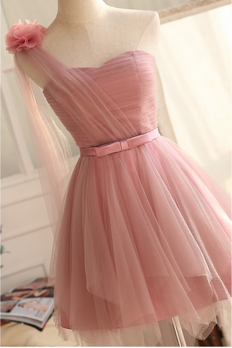 Cute Pink Sweetheart Tulle Homecoming Dresses,sleeveless A-line Short Homecoming Dresses.ph1541