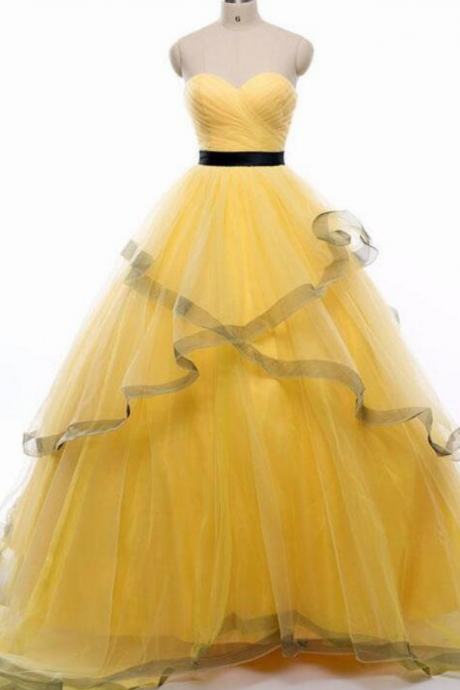 P1554 Fashion Yellow Tulle A Line Prom Dress Off Shoulder Long Prom Party Gowns Custom Made Women Party Gowns