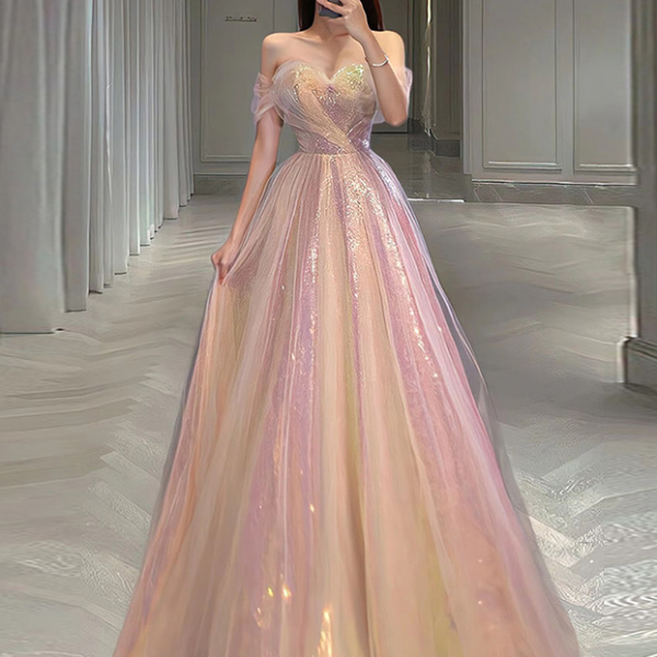 P1588 A Line Strapless Full Length Evening Dress Prom Dress Formal Dress