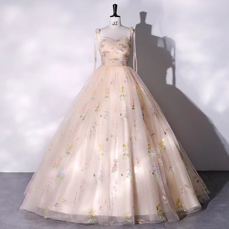 P1563 Champagne Prom Dress, Chic Ball Gown Dress,spaghetti Strap ...